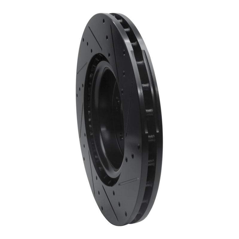 Genesis G70 Brake Rotor (1) - Front Left - R1 Concepts - Drilled & Slotted - Black - `18-`22